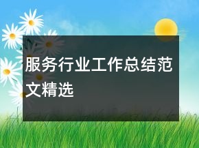服務(wù)行業(yè)工作總結(jié)范文精選