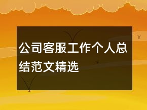 公司客服工作個(gè)人總結(jié)范文精選