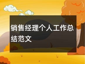 銷售經(jīng)理個人工作總結(jié)范文