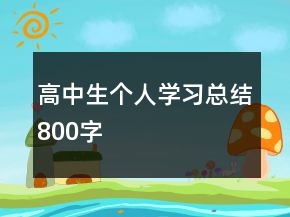 高中生個(gè)人學(xué)習(xí)總結(jié)800字