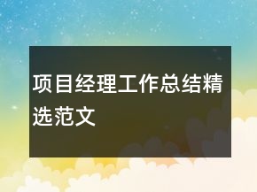 項(xiàng)目經(jīng)理工作總結(jié)精選范文