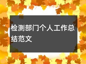 檢測部門個人工作總結(jié)范文
