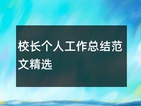 校長(zhǎng)個(gè)人工作總結(jié)范文精選