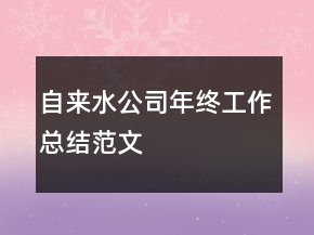 自來(lái)水公司年終工作總結(jié)范文