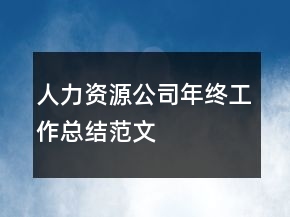 人力資源公司年終工作總結(jié)范文