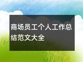 商場員工個人工作總結(jié)范文大全