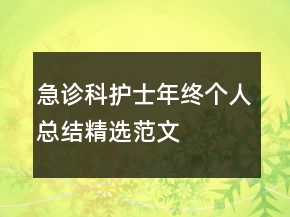 急診科護(hù)士年終個人總結(jié)精選范文