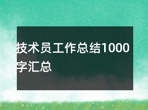技術(shù)員工作總結(jié)1000字匯總