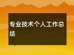 專業(yè)技術(shù)個(gè)人工作總結(jié)