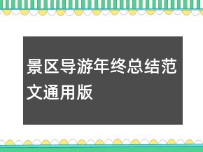 景區(qū)導(dǎo)游年終總結(jié)范文通用版