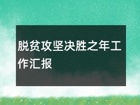 脫貧攻堅(jiān)決勝之年工作匯報(bào)