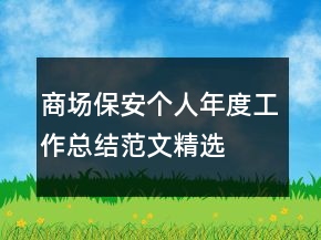 商場保安個(gè)人年度工作總結(jié)范文精選