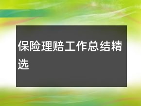 保險(xiǎn)理賠工作總結(jié)精選
