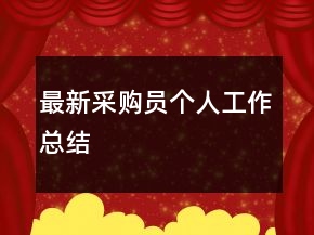 最新采購(gòu)員個(gè)人工作總結(jié)