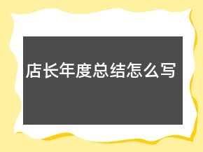 店長年度總結(jié)怎么寫