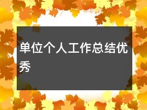 單位個人工作總結(jié)優(yōu)秀