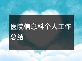 醫(yī)院信息科個人工作總結(jié)