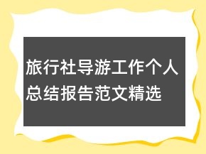 旅行社導(dǎo)游工作個人總結(jié)報告范文精選