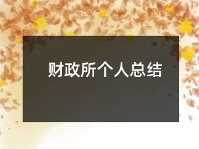 財(cái)政所個(gè)人總結(jié)