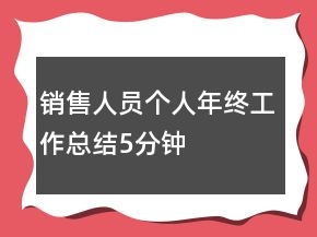 銷售人員個人年終工作總結(jié)5分鐘