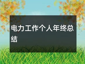 電力工作個人年終總結