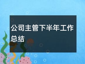 公司主管下半年工作總結(jié)