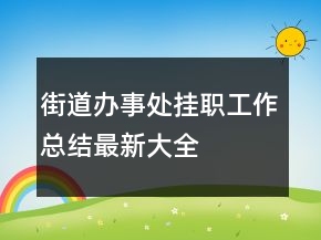 街道辦事處掛職工作總結(jié)最新大全
