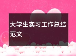 大學(xué)生實(shí)習(xí)工作總結(jié)范文