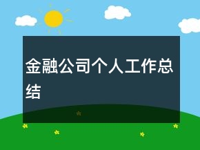 金融公司個(gè)人工作總結(jié)