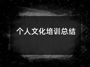 個(gè)人文化培訓(xùn)總結(jié)