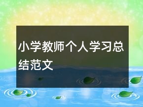 小學(xué)教師個(gè)人學(xué)習(xí)總結(jié)范文
