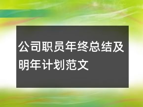 公司職員年終總結(jié)及明年計(jì)劃范文