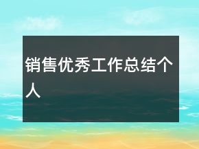 銷售優(yōu)秀工作總結(jié)個(gè)人