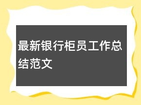 最新銀行柜員工作總結(jié)范文