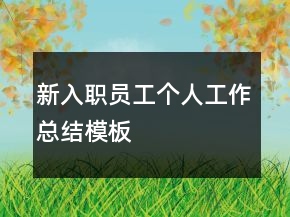 新入職員工個(gè)人工作總結(jié)模板