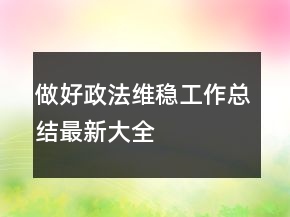 做好政法維穩(wěn)工作總結最新大全