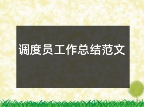 調(diào)度員工作總結(jié)范文