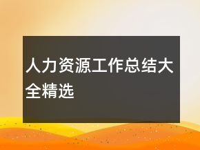人力資源工作總結(jié)大全精選