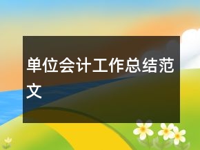 單位會計工作總結范文