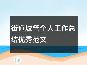 街道城管個人工作總結優(yōu)秀范文