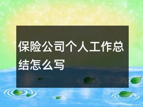 保險公司個人工作總結怎么寫