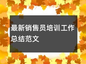 最新銷售員培訓工作總結(jié)范文
