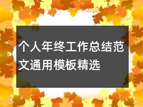 個(gè)人年終工作總結(jié)范文通用模板精選