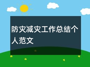 防災減災工作總結個人范文