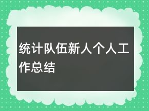統(tǒng)計隊伍新人個人工作總結(jié)