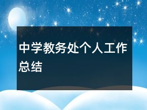 中學(xué)教務(wù)處個人工作總結(jié)