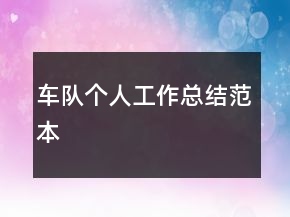 車隊個人工作總結范本