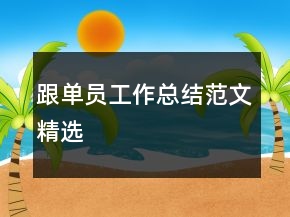 跟單員工作總結(jié)范文精選