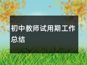 初中教師試用期工作總結
