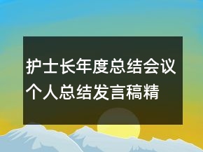 護(hù)士長年度總結(jié)會議個人總結(jié)發(fā)言稿精選